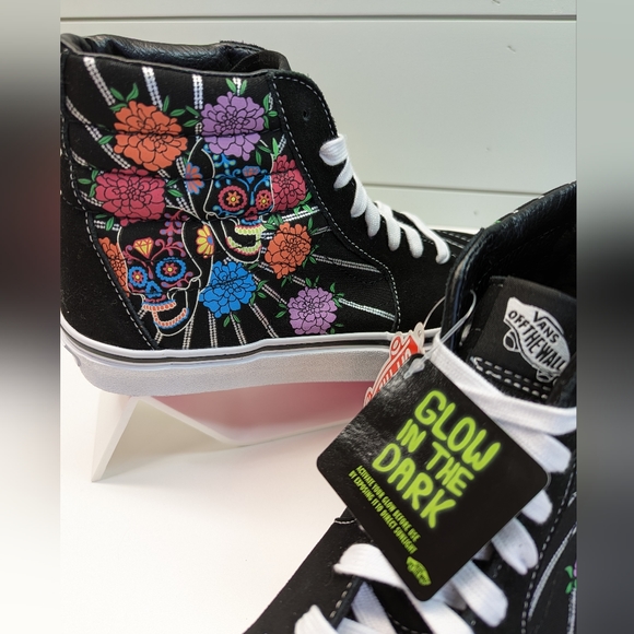 Vans M SK8-Hi Dia De Los Muertos Day of the Dead Suede shoe Glow in the dark 7.5 - Picture 3 of 10